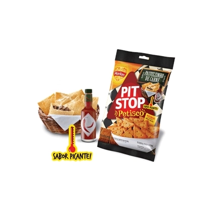 Biscoito Pastel Carne Picante Marilan Pit Stop Pacote 60g