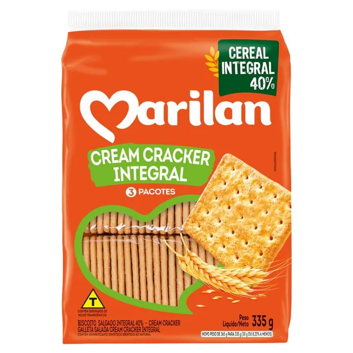 Biscoito Cream Cracker Integral Marilan Pacote 335g