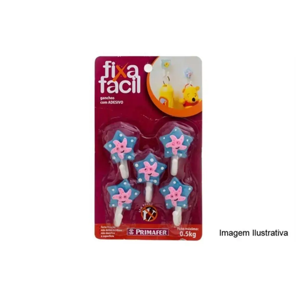 Gancho Infantil Primafer Adesivo C/5u