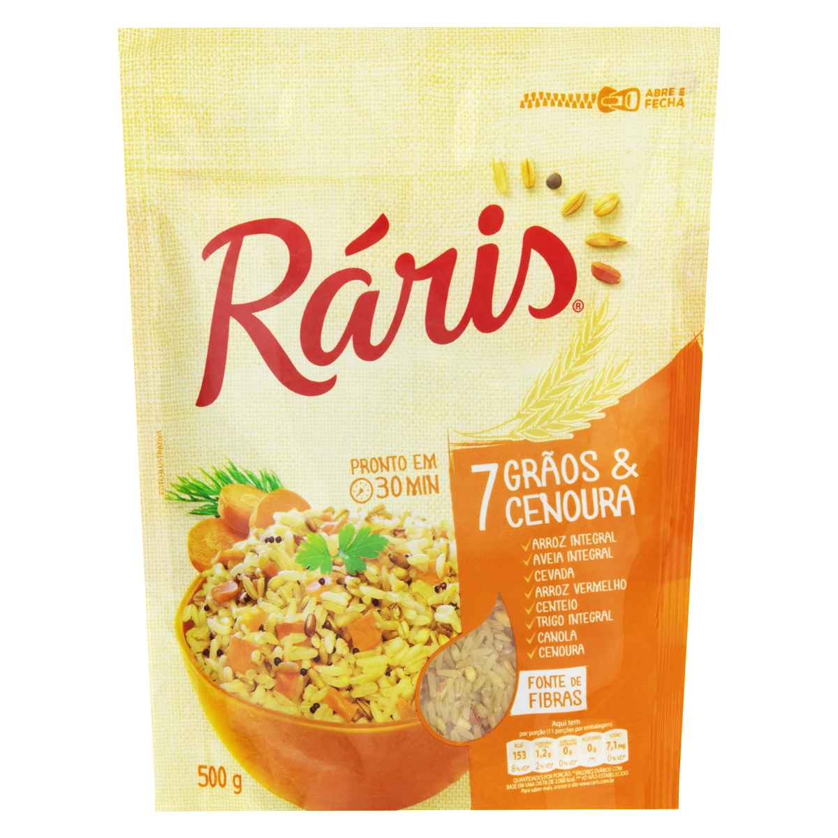 Arroz Integral 7 Grãos & Cenoura RÁRIS Pacote 500g