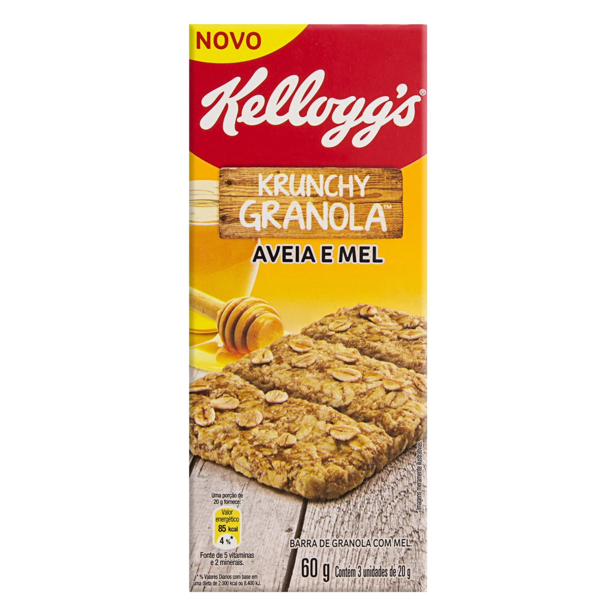 Pack Barra De Cereal Aveia E Mel Kelloggs Krunchy Granola Caixa 60g 3 Unidades