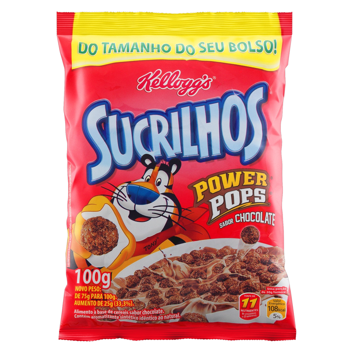 Cereal Matinal Chocolate Kelloggs Sucrilhos Power Pops Pacote 100g