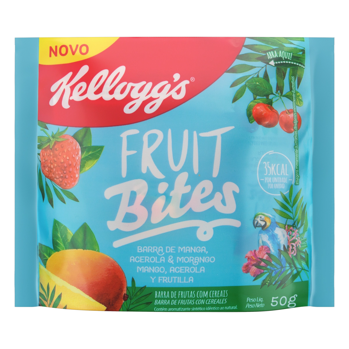 Barra De Frutas Manga, Acerola Morango Kelloggs Fruit Bites Pacote 50g