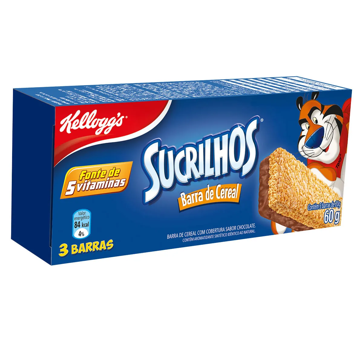 Pack Barra De Cereal Cobertura Chocolate Kelloggs Sucrilhos Caixa 60g 3 Unidades