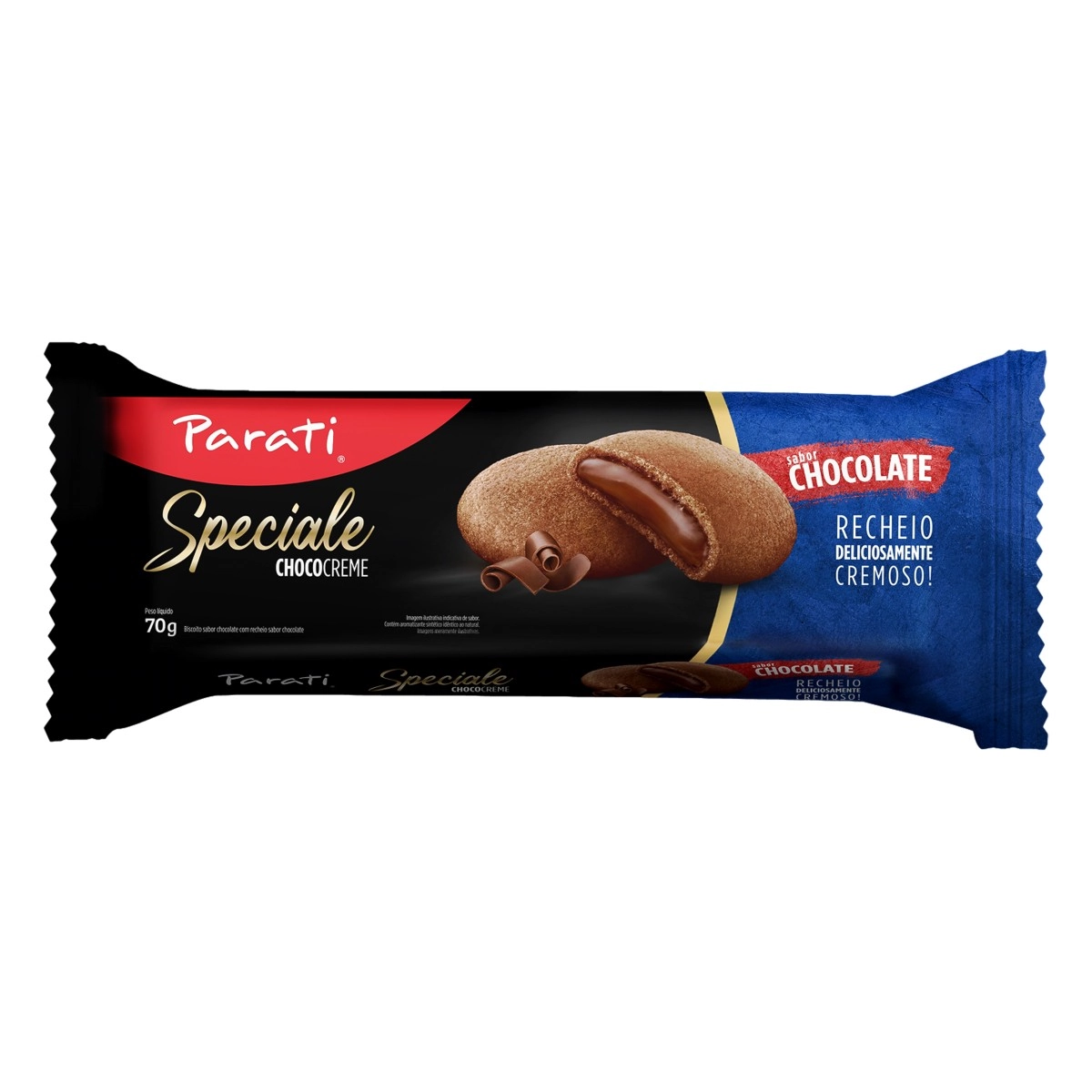 Biscoito Chocolate Recheio Chocolate Parati Speciale Chococreme Pacote 70g