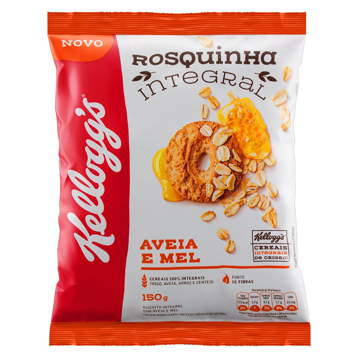 Biscoito Rosquinha Integral Aveia E Mel Kelloggs Pacote 150g