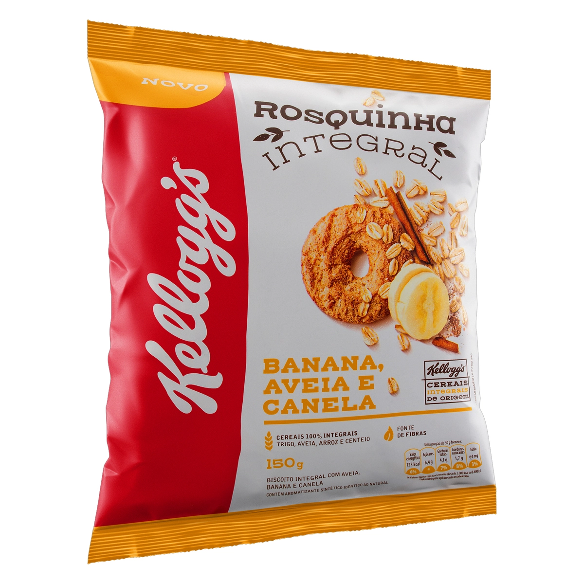 Biscoito Rosquinha Integral Banana, Aveia E Canela Kelloggs Pacote 150g