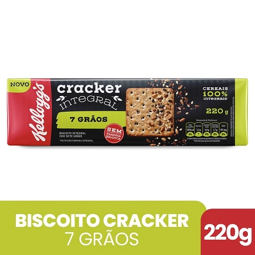Biscoito Cracker Integral 7 Grãos Kelloggs Pacote 220g