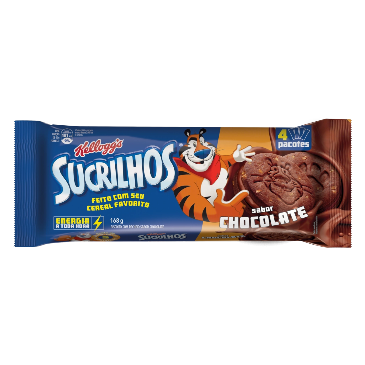 Biscoito Recheio Chocolate Kelloggs Sucrilhos Pacote 168g