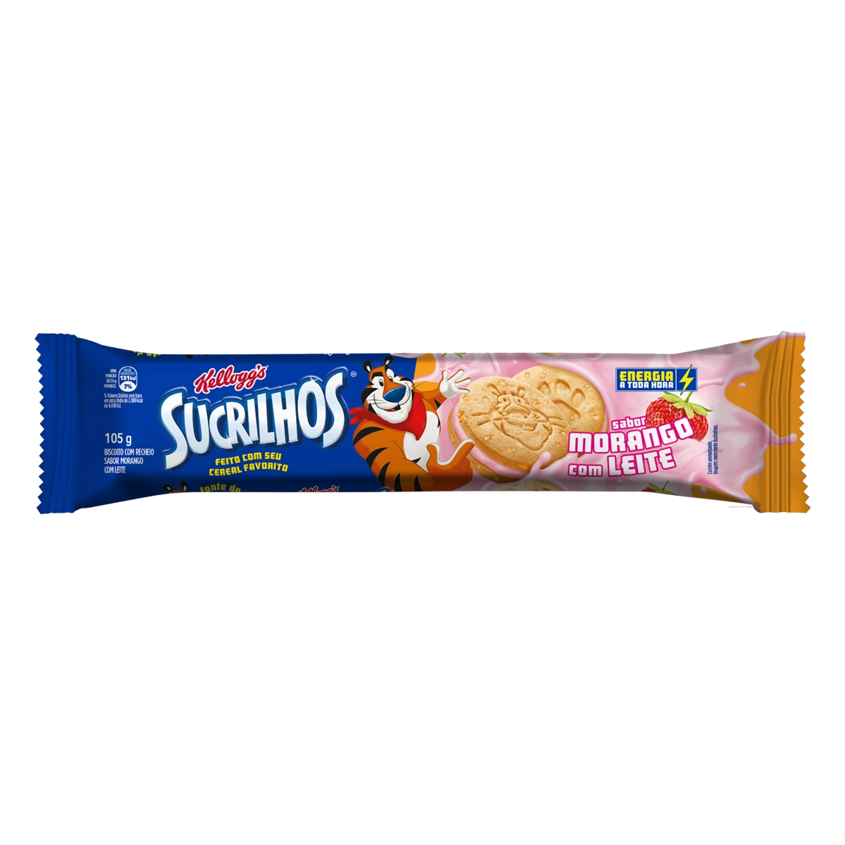 Biscoito Recheio Morango Com Leite Kelloggs Sucrilhos Pacote 105g
