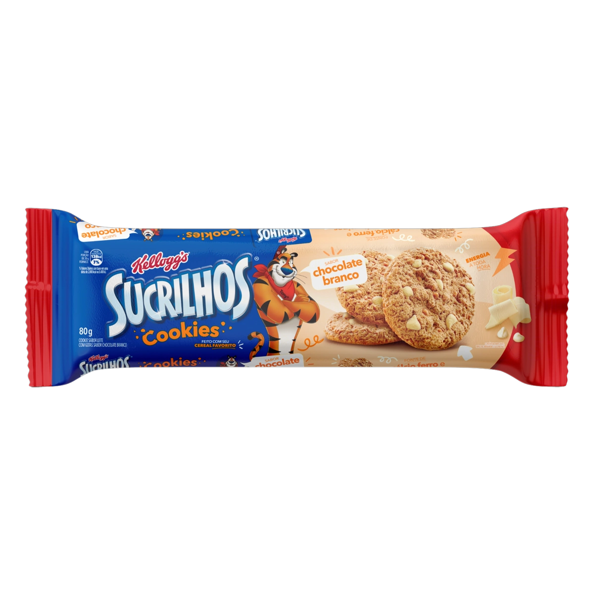 Biscoito Cookie Leite Com Gotas Chocolate Branco Kelloggs Sucrilhos Pacote 80g
