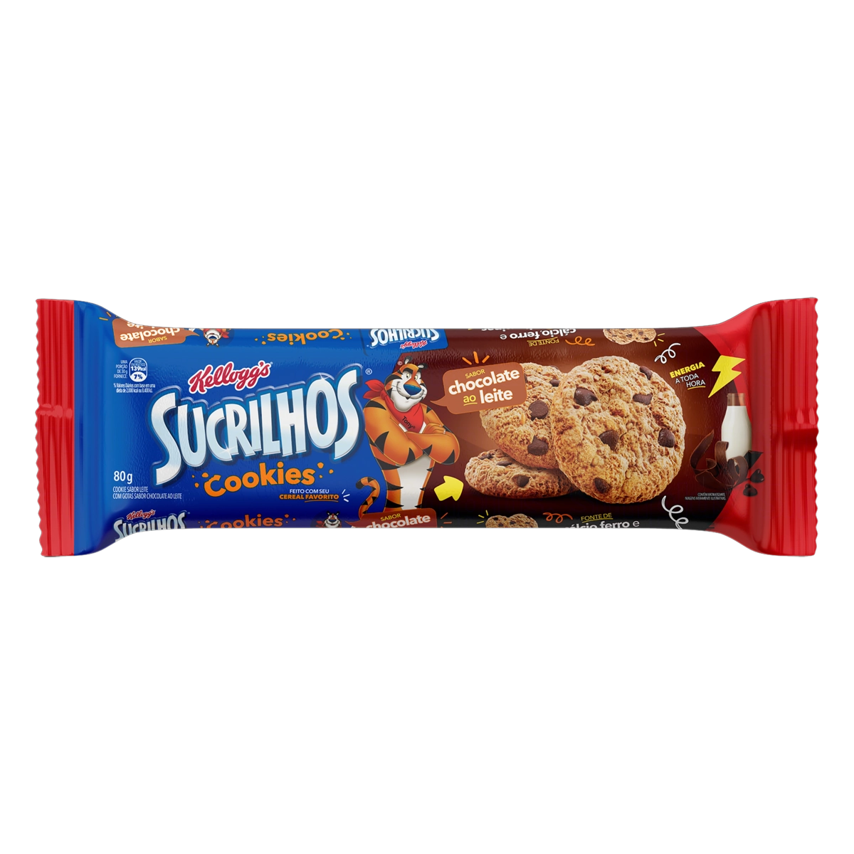 Biscoito Cookie Leite Com Gotas Chocolate Ao Leite Kelloggs Sucrilhos Pacote 80g