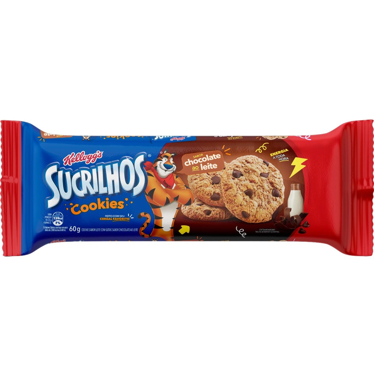 Biscoito Cookie Leite Com Gotas Chocolate Ao Leite Kelloggs Sucrilhos Pacote 60g