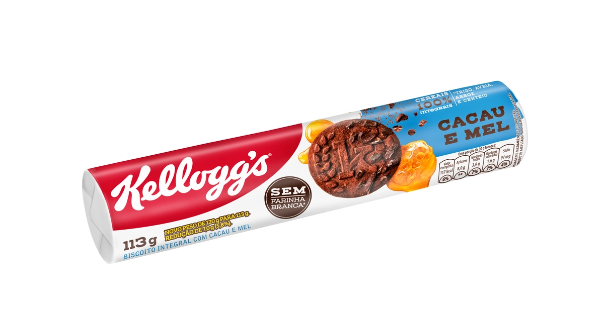 Biscoito Integral Cacau E Mel Kelloggs Pacote 113g
