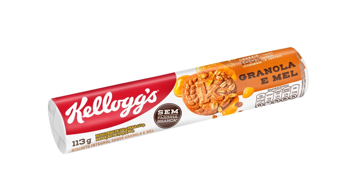 Biscoito Integral Granola E Mel Kelloggs Pacote 113g