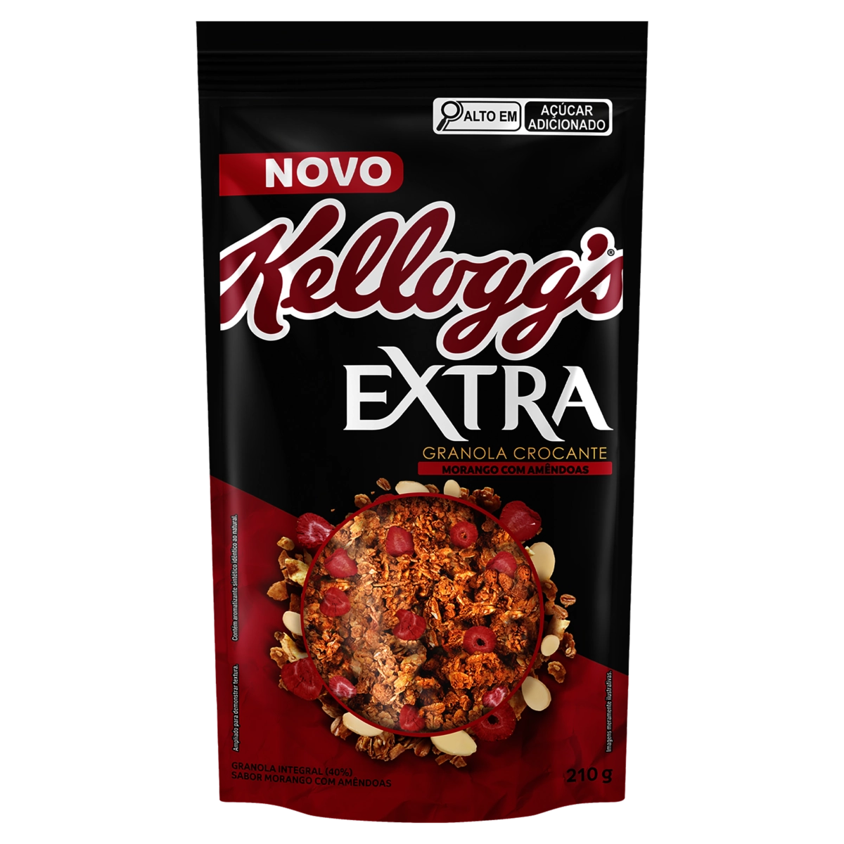 Granola Crocante Morango com Amêndoas Kellogg's Extra Sachê 210g