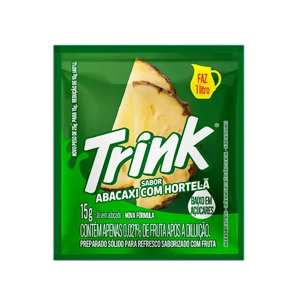 Refresco Em Pó Abacaxi Com Hortelã Trink Pacote 15g