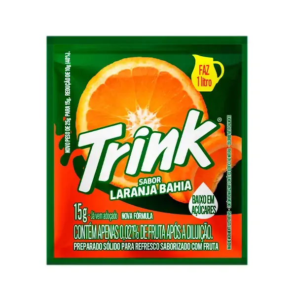 Refresco Em Pó Laranja Bahia Trink Pacote 15g