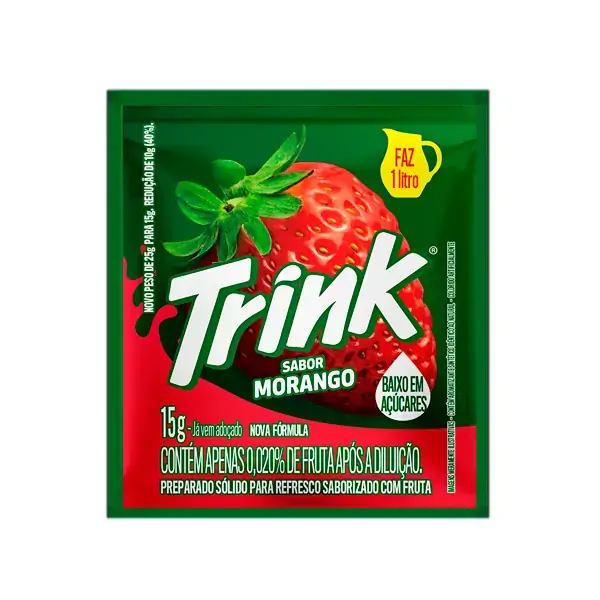 Refresco Em Pó Morango Trink Pacote 15g