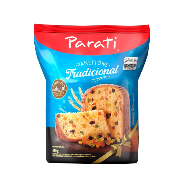 Panettone Com Frutas Cristalizadas E Uvas Passas Parati Pacote 450g