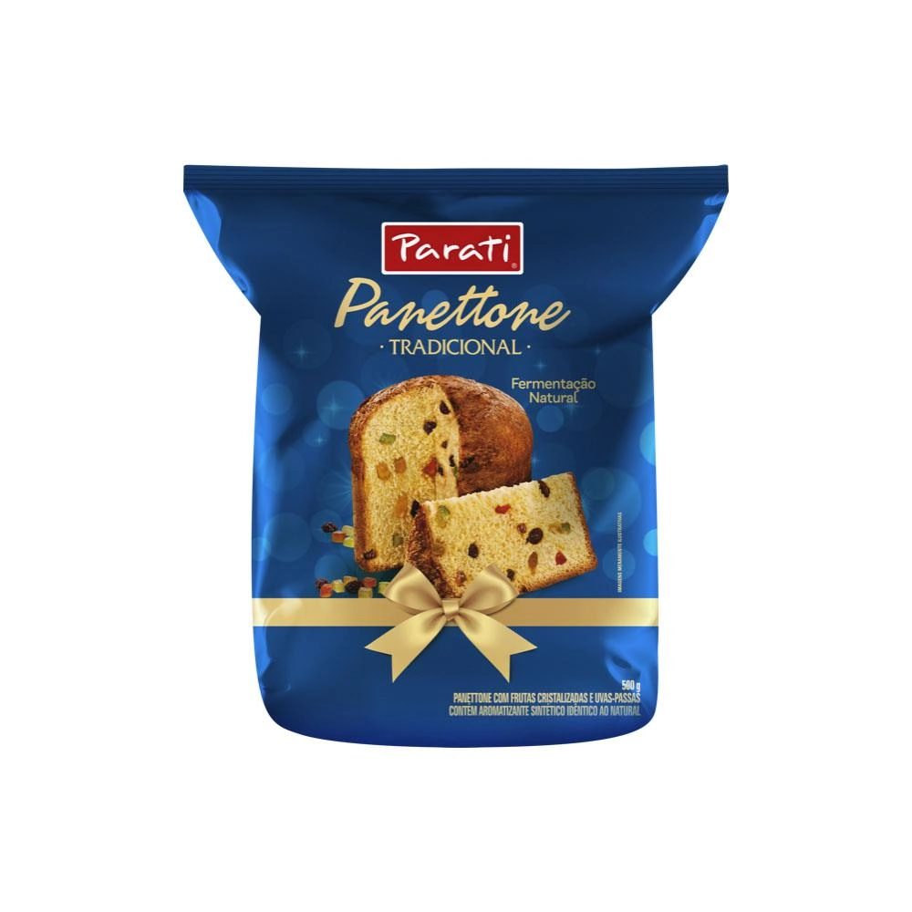 Panettone Com Frutas Cristalizadas E Uvas Passas Parati Caixa 450g