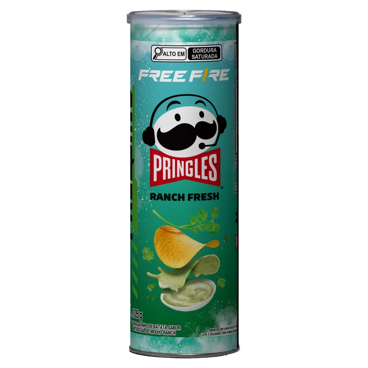 Salgadinho De Batata Ranch Fresh Free Fire Pringles Tubo 105g
