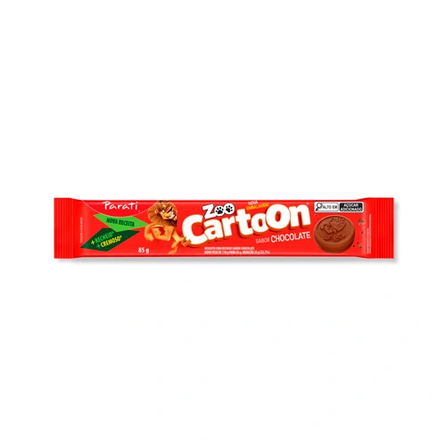 Biscoito Recheio Chocolate Zoo Cartoon Pacote 85g