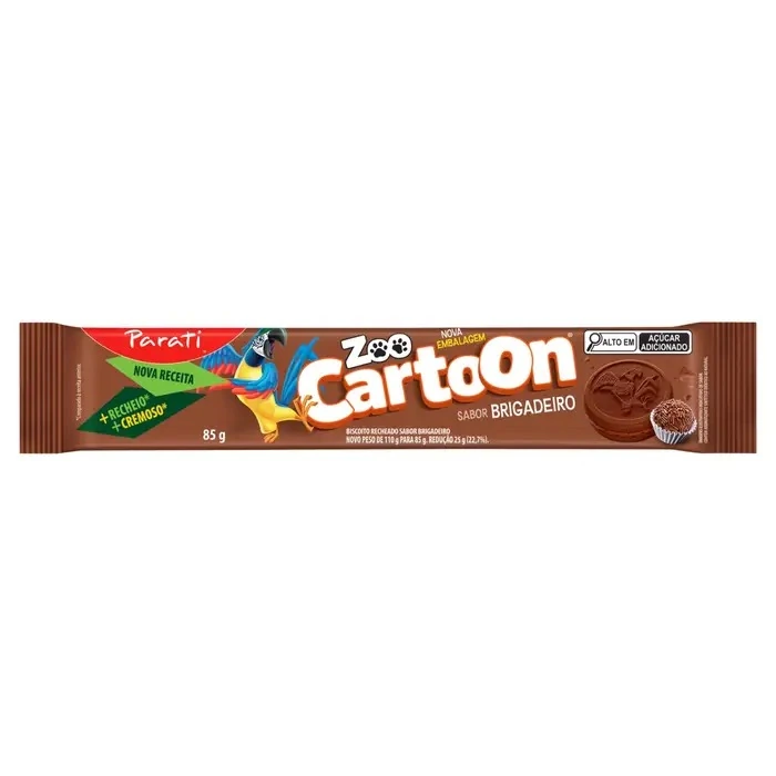 Biscoito Recheio Brigadeiro Zoo Cartoon Pacote 85g