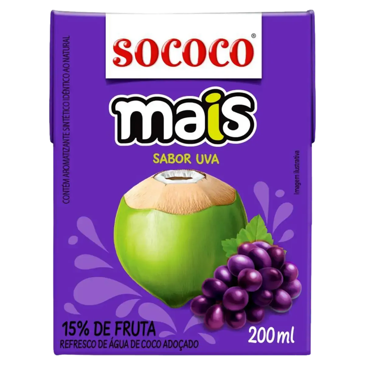 água De Coco Uva Sococo Mais Caixa 200ml