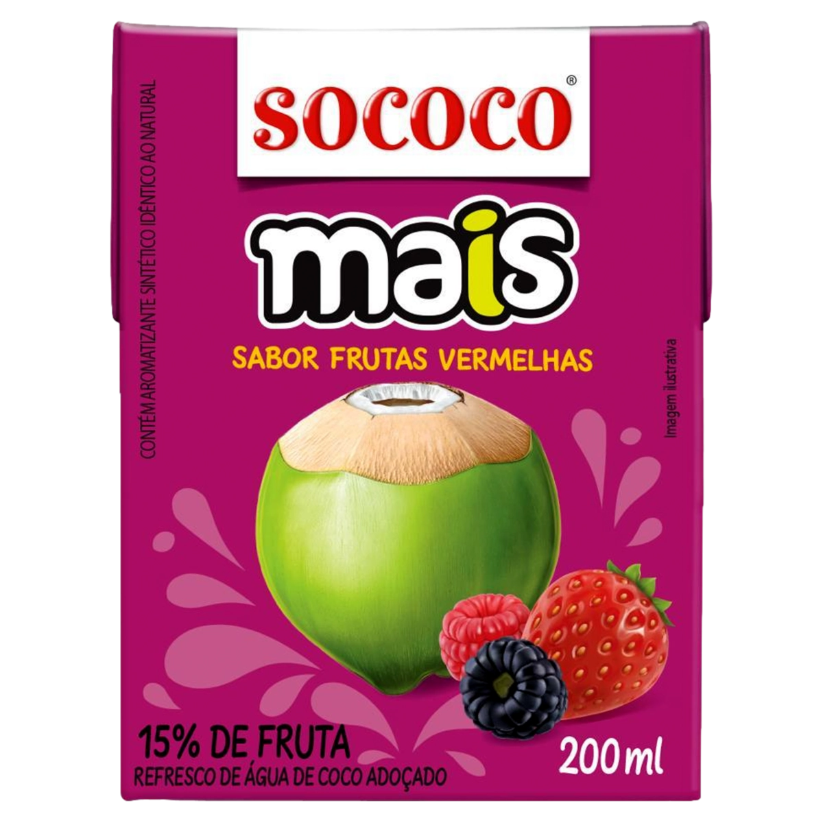 água De Coco Frutas Vermelhas Sococo Mais Caixa 200ml