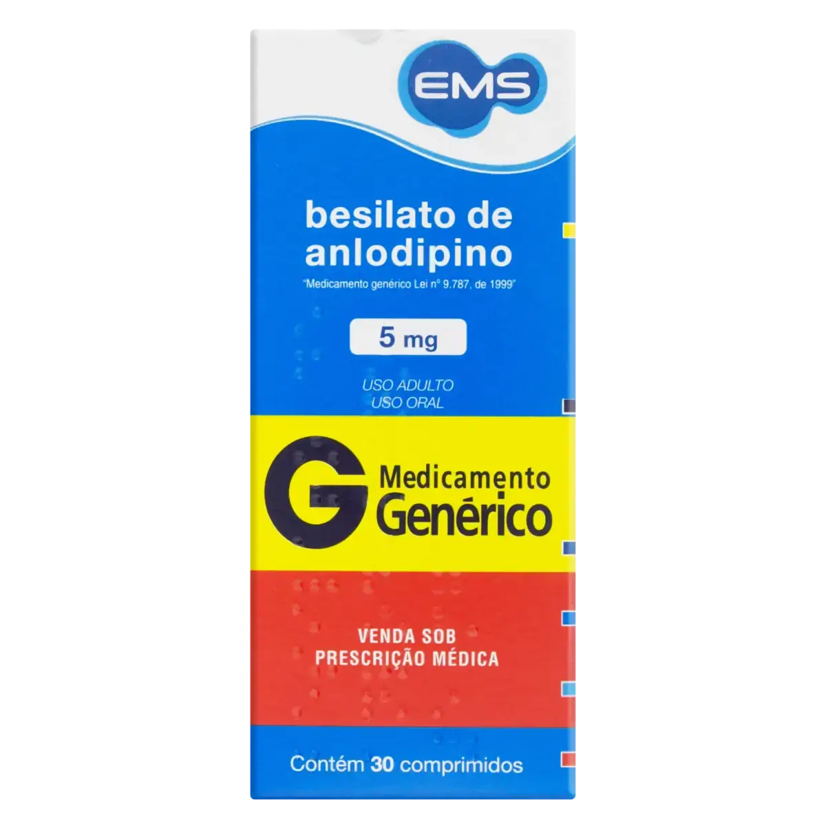 Besilato De Anlodipino 5mg Ems Caixa 30 Comprimidos