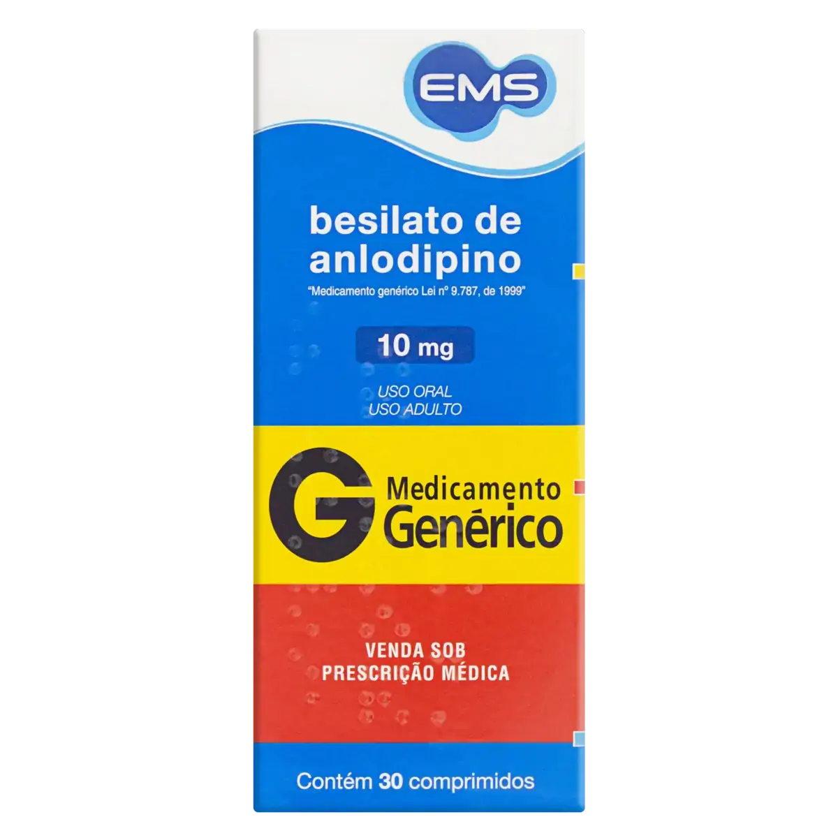 Besilato De Anlodipino 10mg Ems Caixa 30 Comprimidos