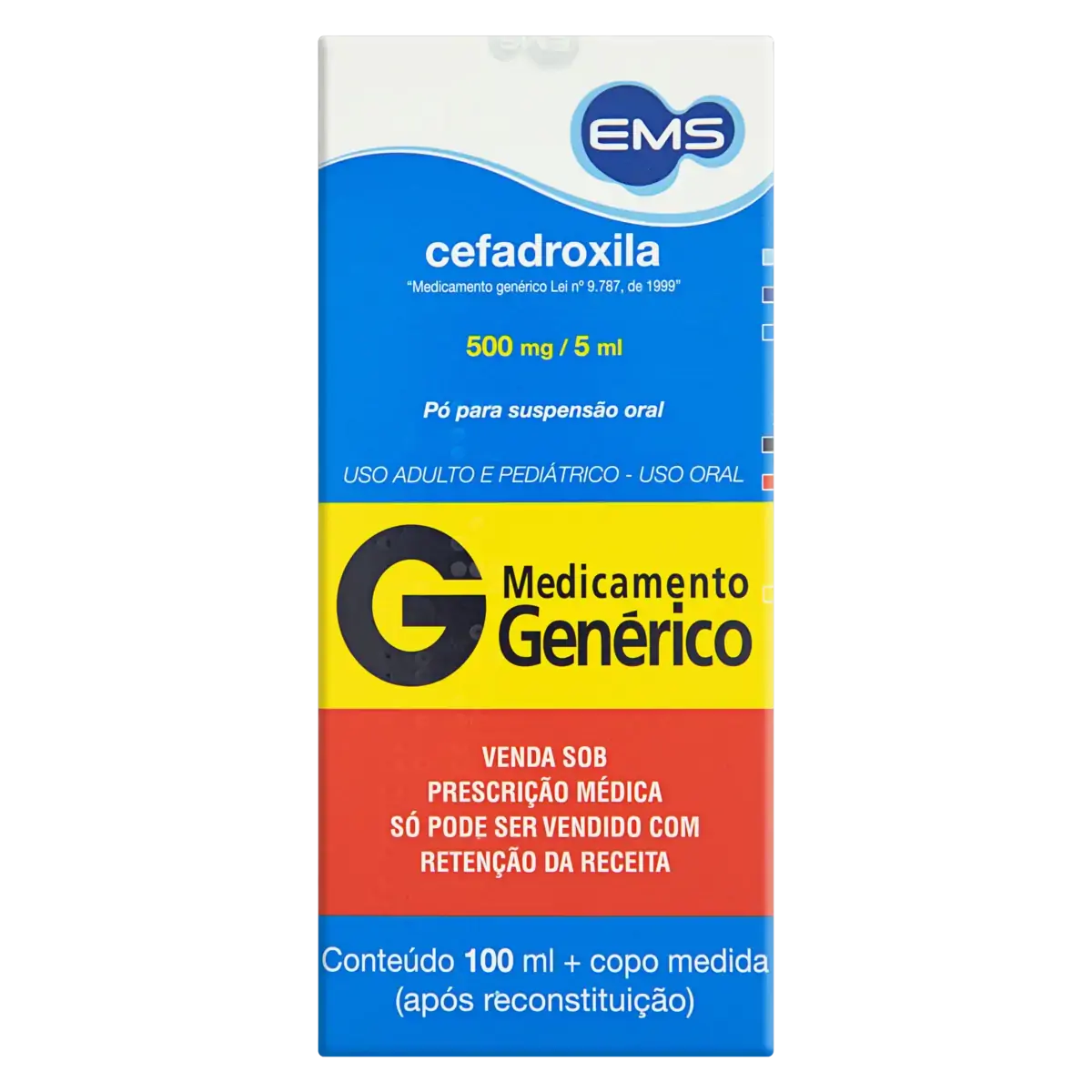 Cefadroxila 500mg/5ml Ems Caixa 100ml Copo Medida