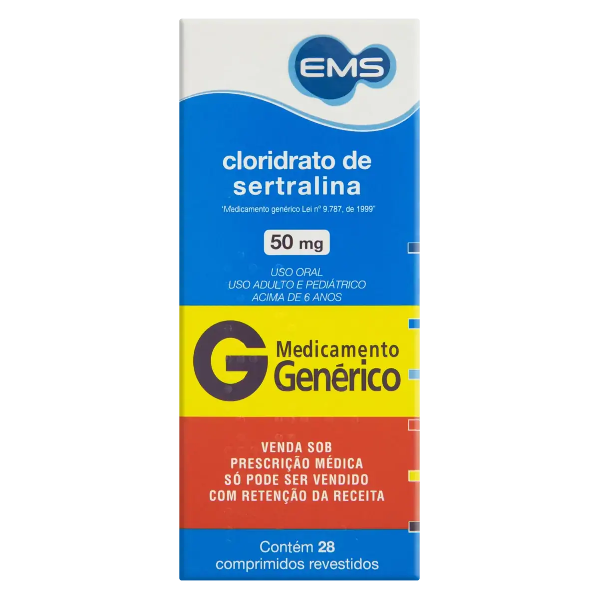 Cloridrato De Sertralina 50mg Ems Caixa 28 Comprimidos Revestidos