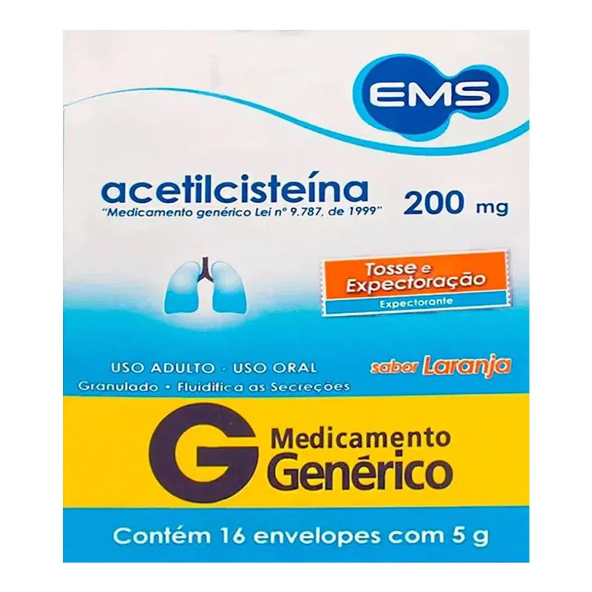 Expectorante Acetilcisteína E M S 200mg com 16 Envelopes