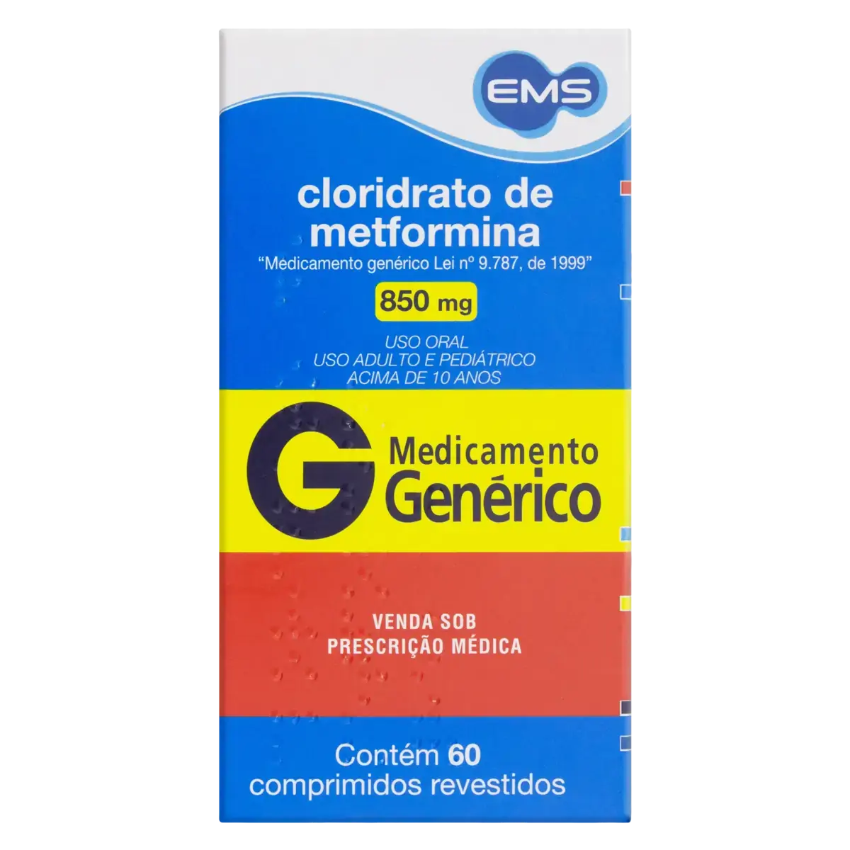 Cloridrato De Metformina 850mg Ems Caixa 60 Comprimidos Revestidos