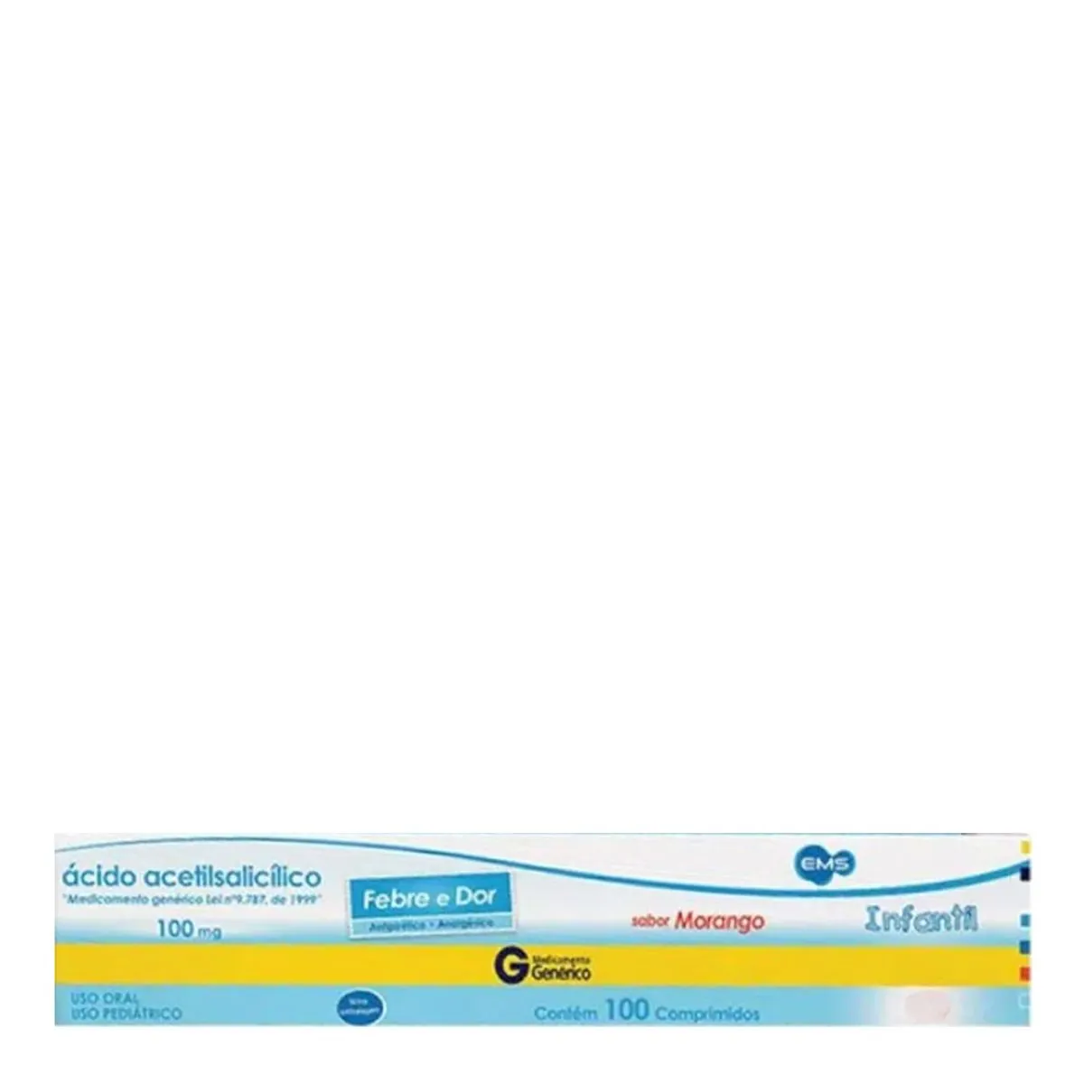 ácido Acetilsalicílico Infantil 100mg Morango Ems Caixa 100 Comprimidos