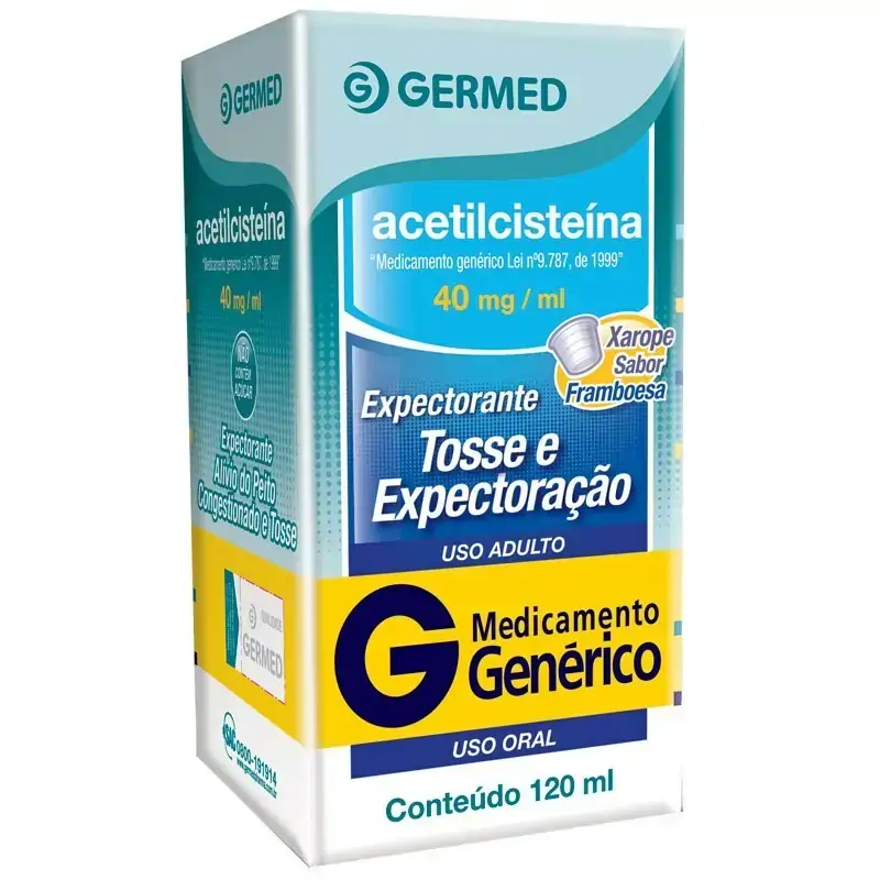 Acetilcisteína 40mg/ml Framboesa Germed Caixa 120ml Xarope Copo Medida