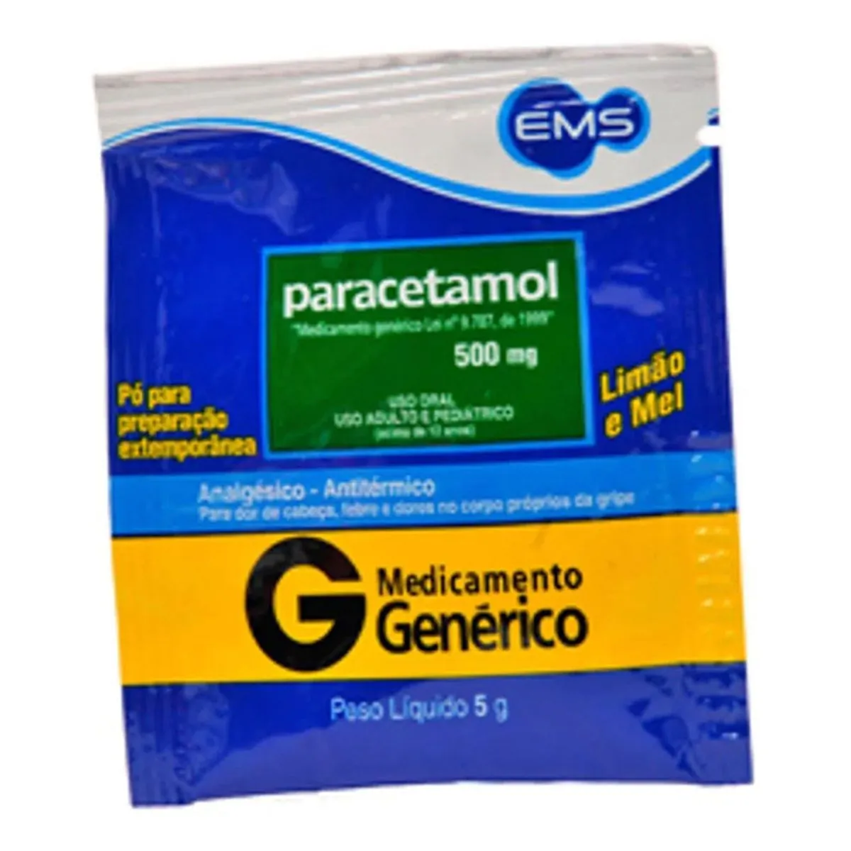 Paracetamol Mel E Limão 500mg/5g Ems Caixa 50 Unidades