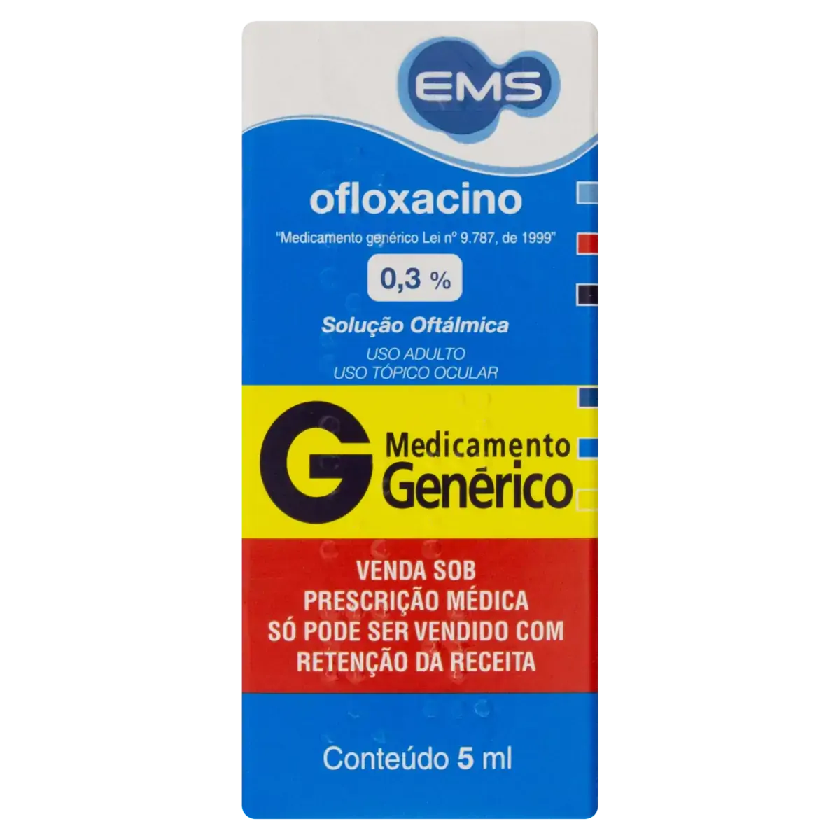 Ofloxacino 0,3 Ems Caixa 5ml Solução Oftálmica