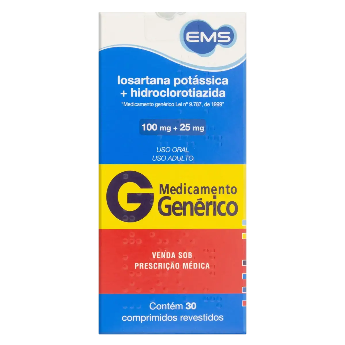 Losartana Potássica Hidroclorotiazida Ems Caixa 30 Comprimidos Revestidos