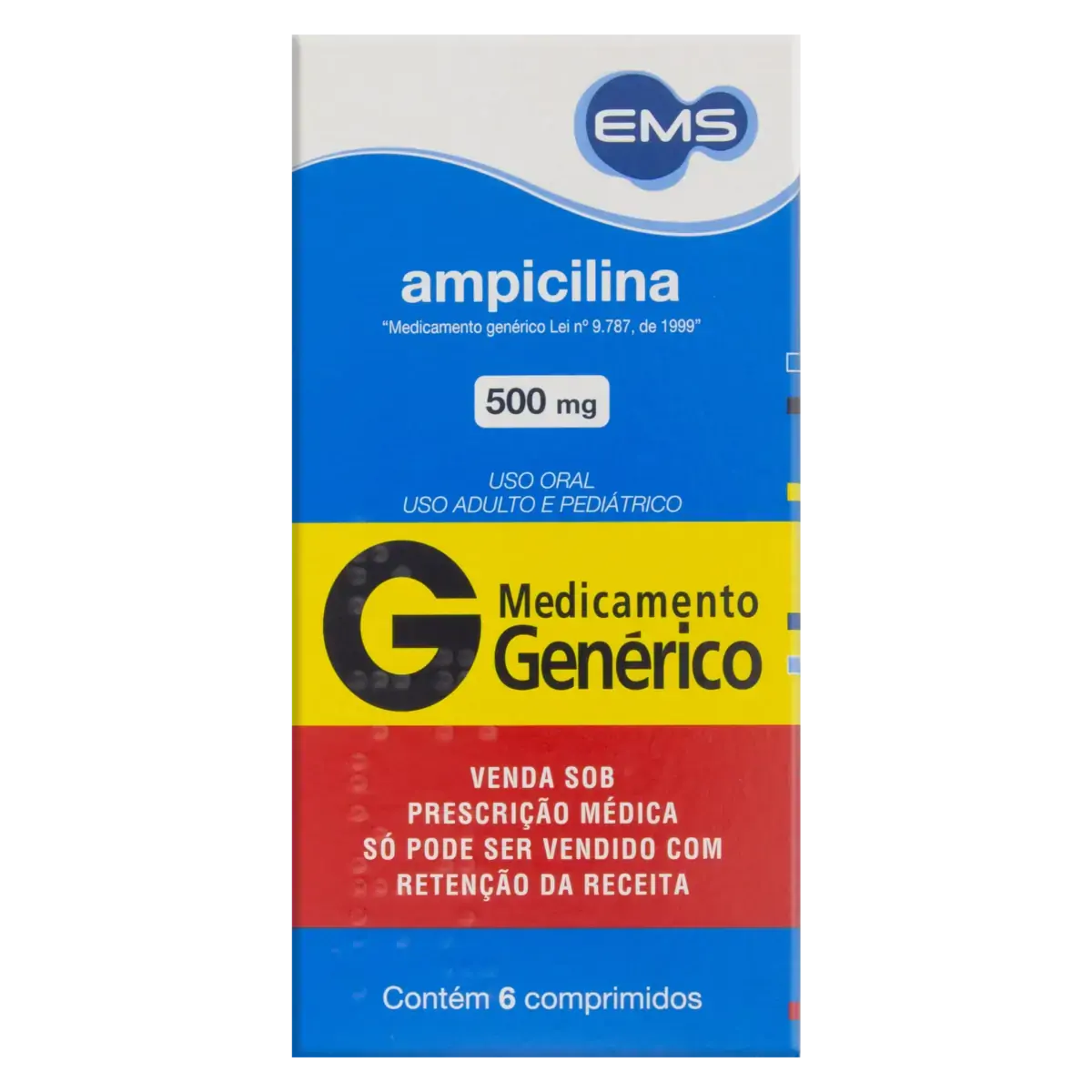 Ampicilina 500mg Ems Caixa 6 Comprimidos