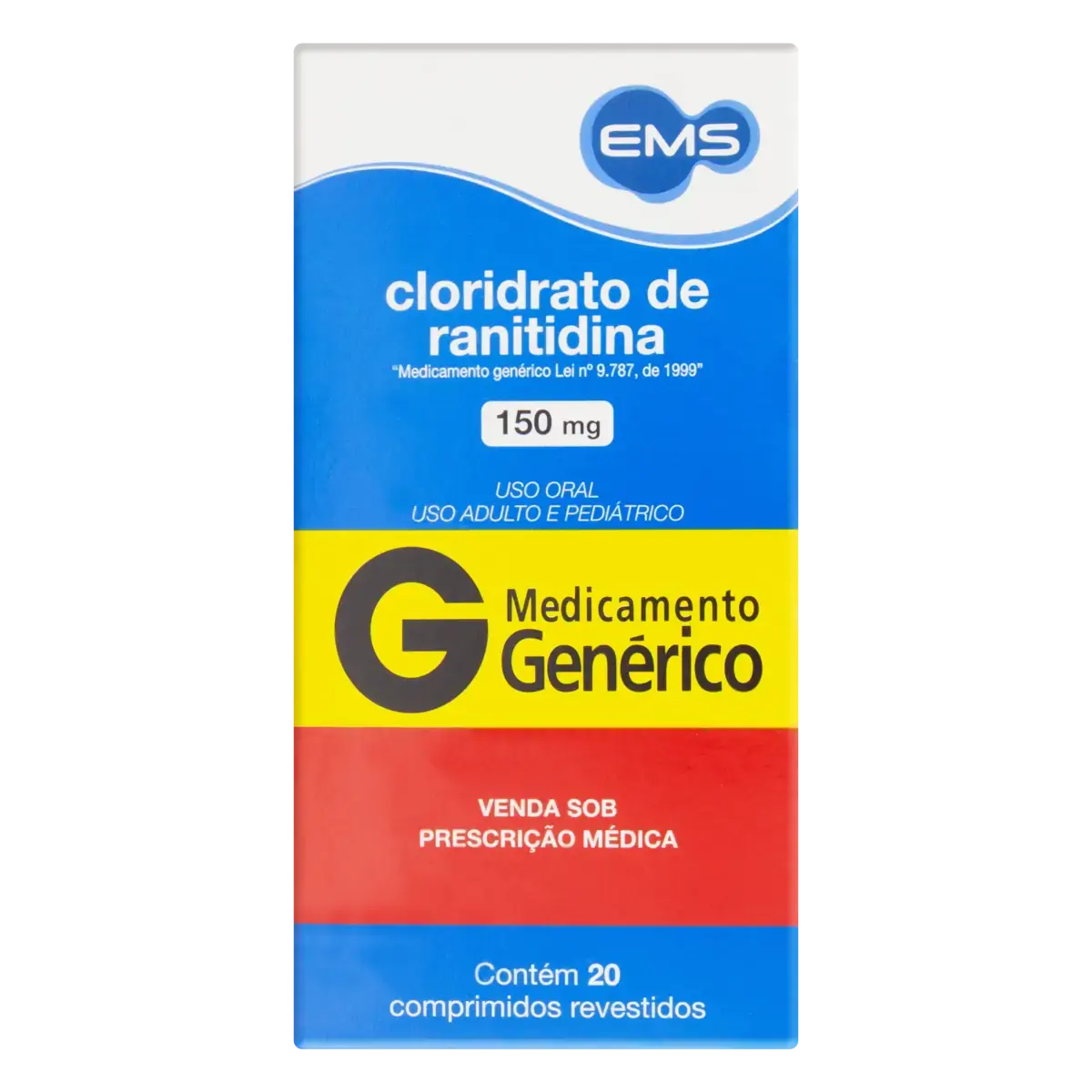 Cloridrato De Ranitidina 150mg Ems Caixa 20 Comprimidos Revestidos