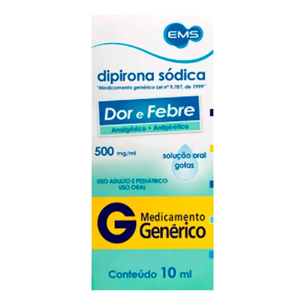 Dipirona Monoidratada 500mg/ml Solução Gotas 10ml EMS Genérico