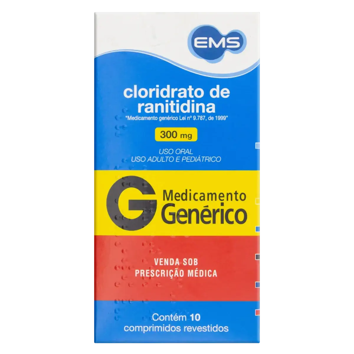 Cloridrato De Ranitidina 300mg Ems Caixa 10 Comprimidos Revestidos