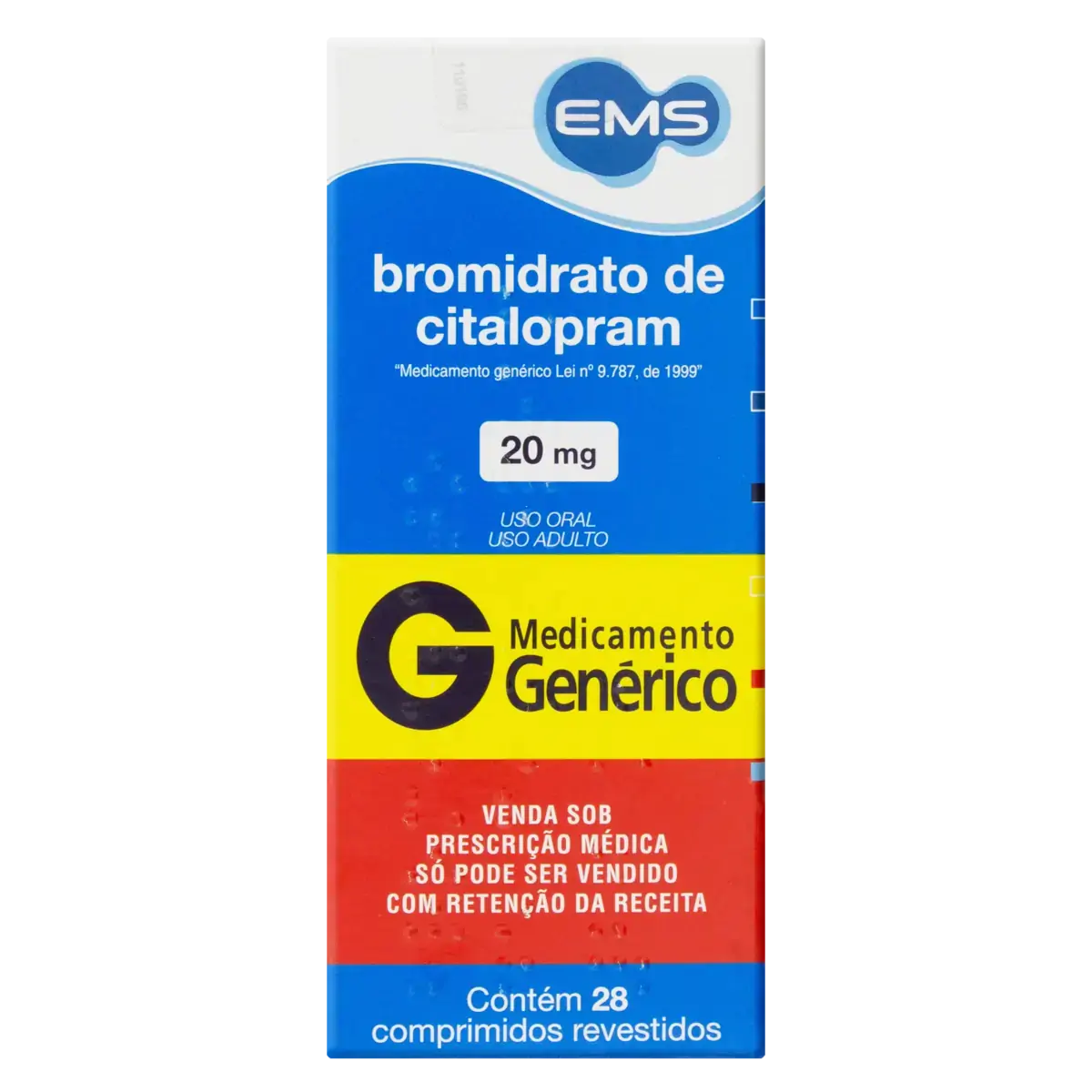 Bromidrato De Citalopram 20mg Ems Caixa 28 Comprimidos Revestidos