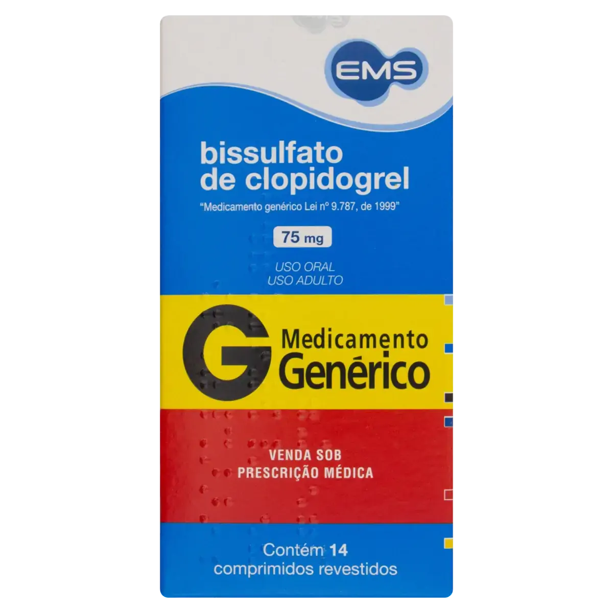 Bissulfato De Clopidogrel 75mg Ems Caixa 14 Comprimidos Revestidos