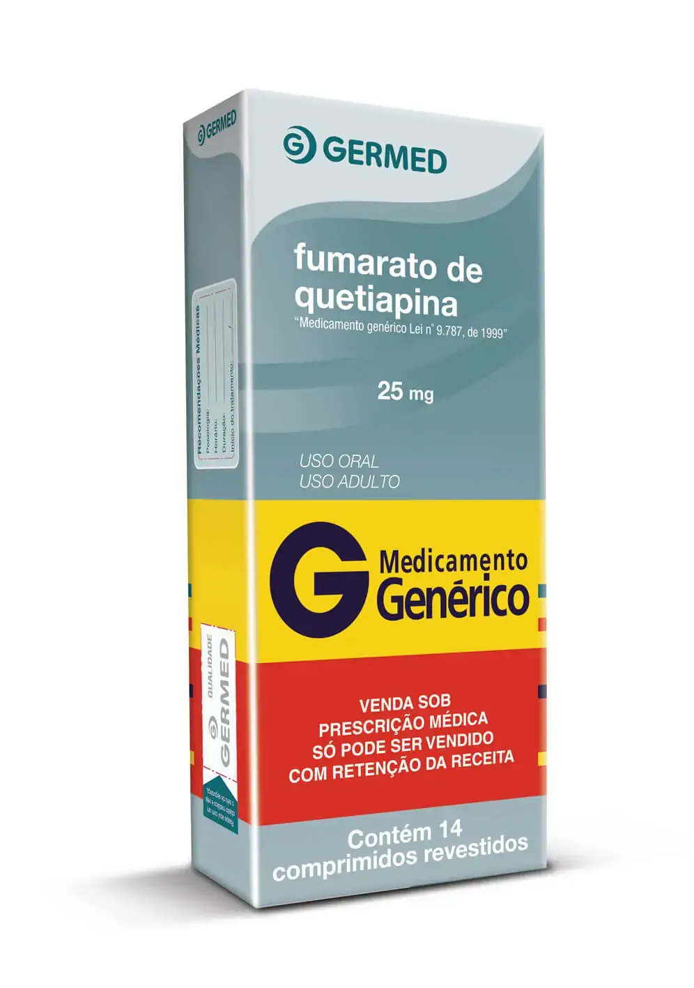 Fumarato De Quetiapina 25 Mg 30 Comprimidos Germed Genérico