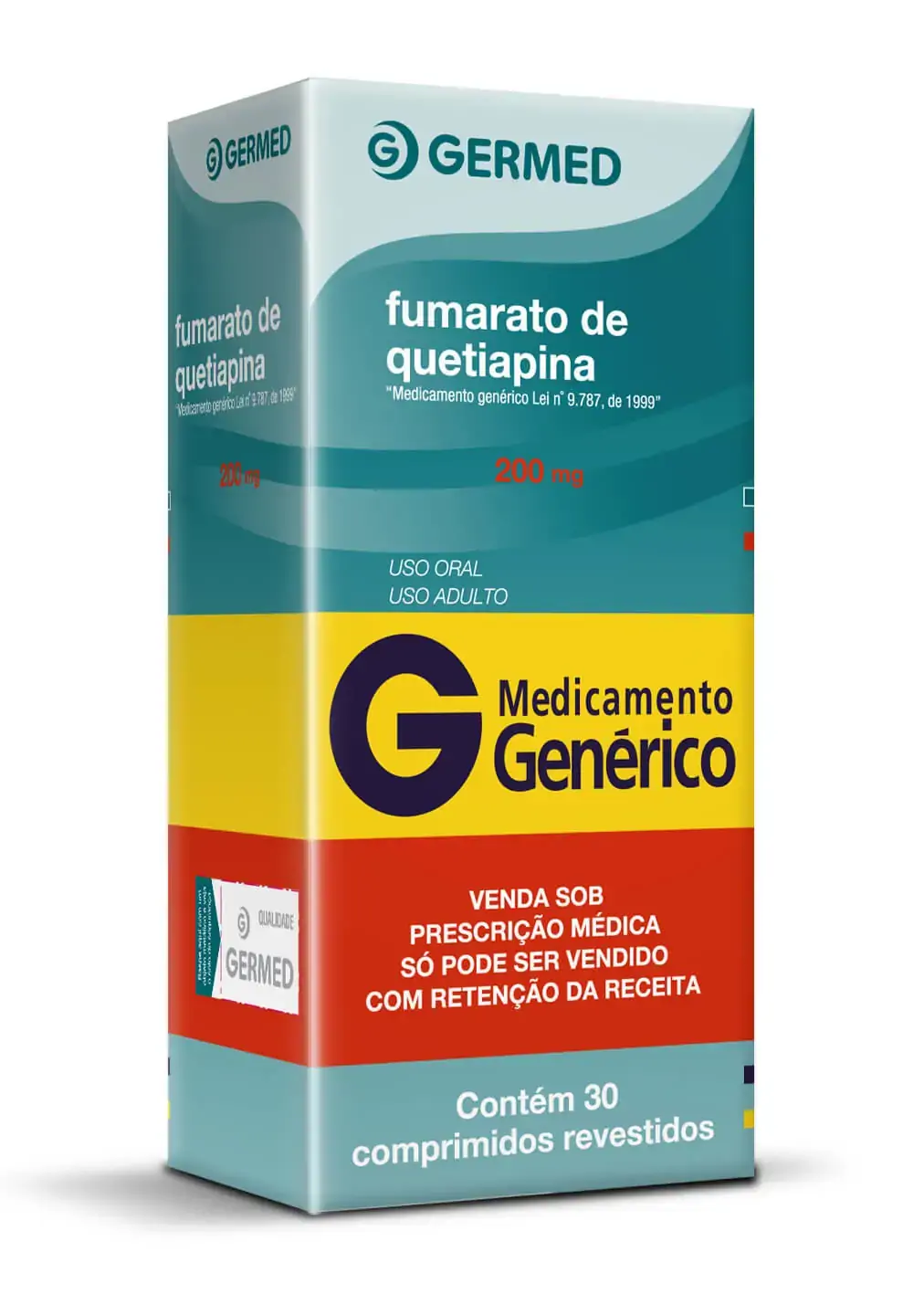 Hemifumarato De Quetiapina 200mg Germed Caixa 30 Comprimidos Revestidos