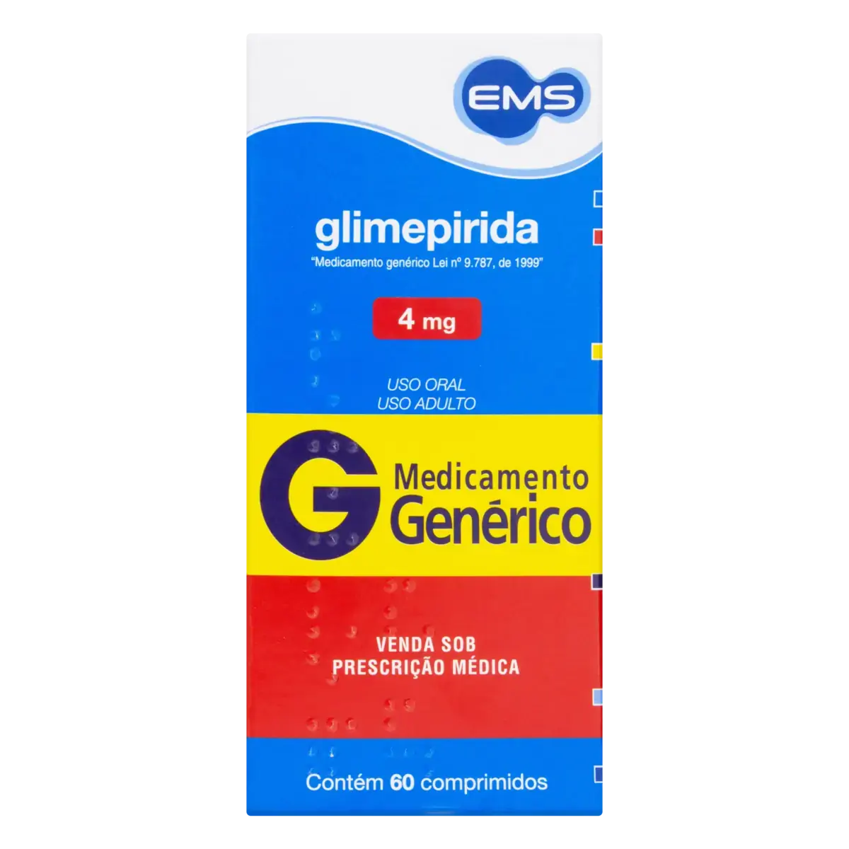 Glimepirida 4mg Ems Caixa 60 Comprimidos